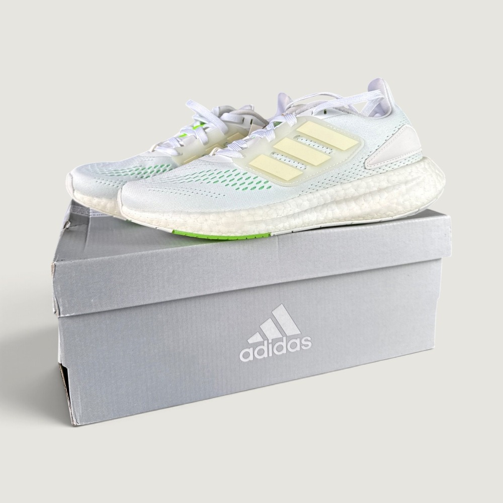 New Adidas Pureboost 22 Mens Size 5.5 White Green GZ5175 Running Shoes Sneakers